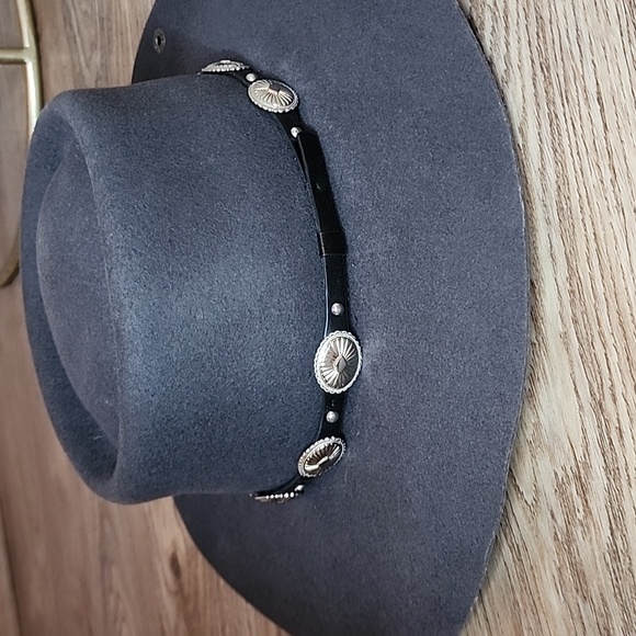 Peter Grimm Belina Hat Wide Stiff Brim Round Crown Silver Jewel Satin Lining - Picture 14 of 14